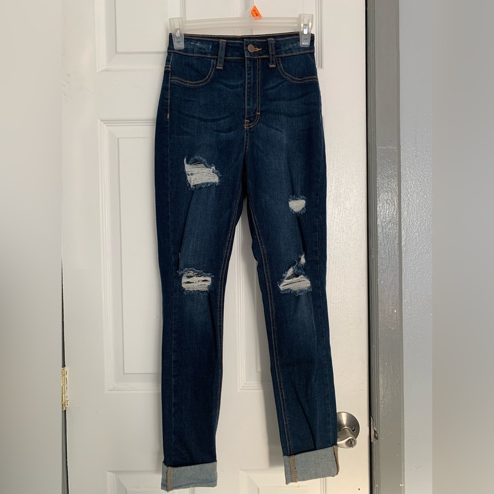 Dark wash skinny jeans